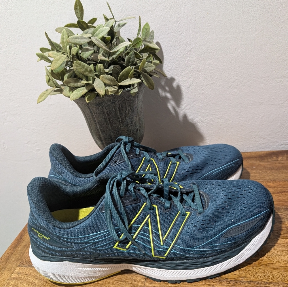 New Balance Men's Fresh Foam X 860 V12 Running Shoes, Teal/Yellow, 13 Medium  US